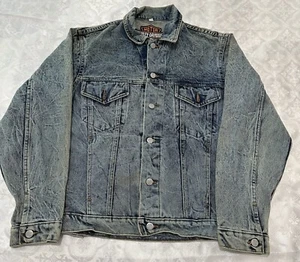 VTG Harley Davidson Denim Jean Jacket Coat Biker Men’s Size S Made In USA 90s - Picture 1 of 18