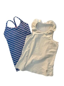 Lot of 2 Activewear Tank Tops Girls including IVIVVA White Striped Sz 6 - Picture 1 of 5