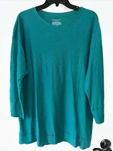 Westbound Woman 1X 3/4 Sleeve Crew Neck Top Emerald Green NEW - Picture 1 of 6