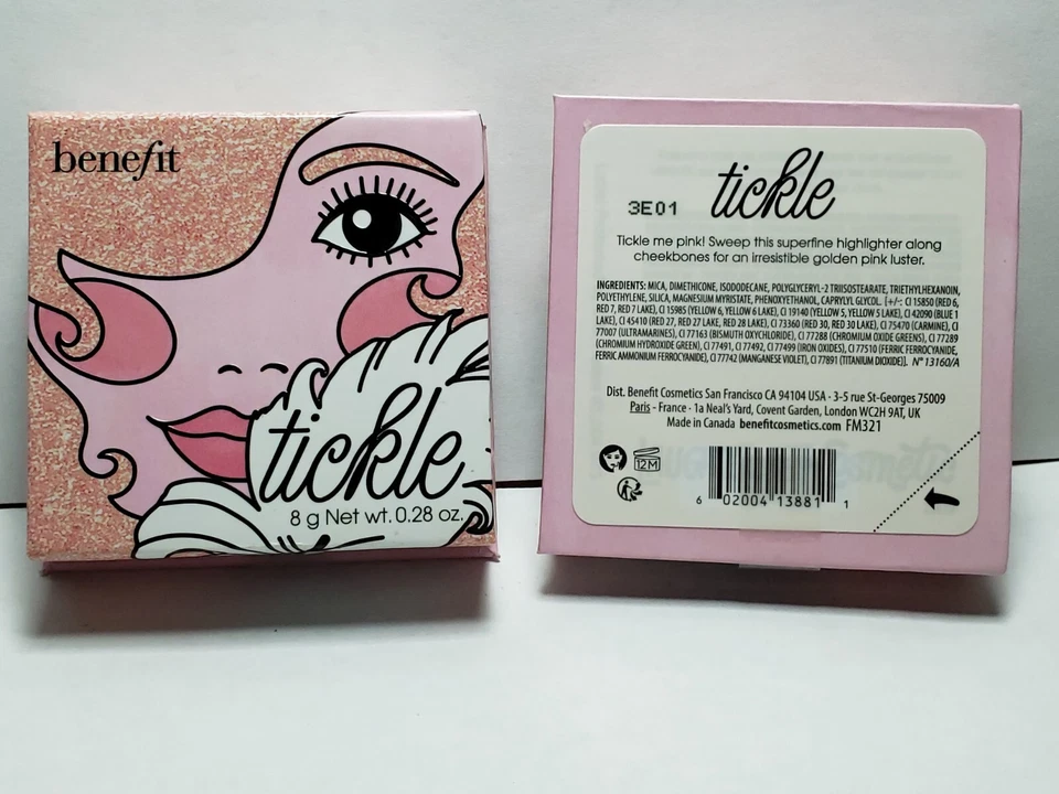 Benefit Golden Powder Highlighter Tickle 0.28oz/8g With Box