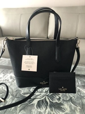 NWT KATE SPADE Lola Glitter Small Satchel Black Crossbody Bag Purse Wallet Set - Изображение 1 из 4