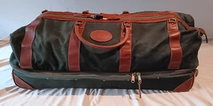 Vintage Orvis Battenkill Rolling Duffle Bag Canvas/Leather Green 35" - Picture 1 of 24