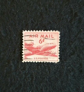 RARE 1940S RED 6 CENT AIRMAIL U.S. POSTAL STAMP - Picture 1 of 4