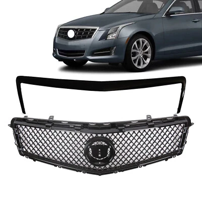 Fits 2013-2014 Cadillac ATS Front Upper Grille/Trim Molding Gloss Black 2PCS - Изображение 1 из 4