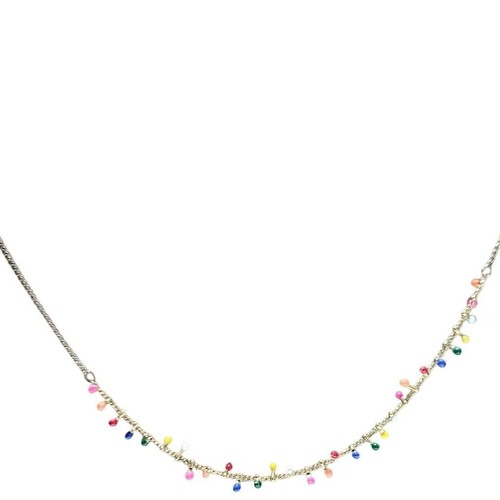 VETEMENTS Collana girocollo catena semplice boema colorata perline tono oro gioielli moda