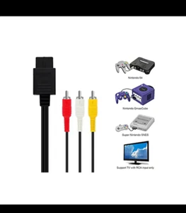 N64 SNES Gamecube RCA TV AV Audio Video Stereo Cable Cord - Picture 1 of 3