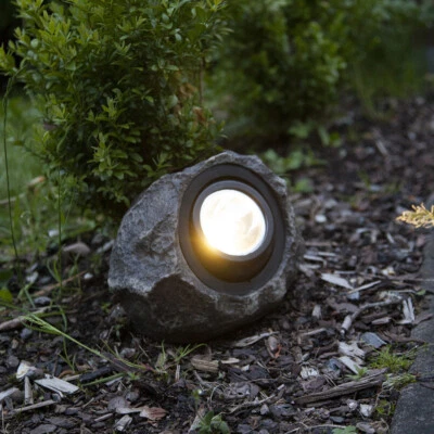 LED Solar Felsen Stein Rocky Spot mit warmweißer LED Sensor Solarstrahler Garten - Bild 1 von 4