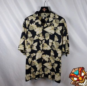 Tommy Bahama Mens Silk Floral All Over Print Button Up Hawaiian Shirt Sz LG EUC - Picture 1 of 8