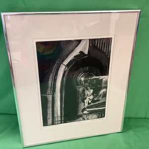 CAR, WOMAN, FIGURE, etching, nostalgia, antique, light, architecture, print - Picture 1 of 17