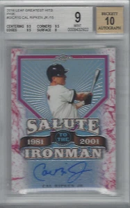 CAL RIPKEN JR 2016 LEAF GRANDES ÉXITOS AUTÓGRAFOS ROSA 11/15 #SI-CR10 BGS 9/AU 10 - Imagen 1 de 1