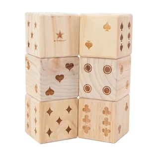 3,5" Würfel Outdoor Riesen Holz Würfel Rasen Garten Outdoor Spiele in Sackleinenbeutel - Bild 1 von 3