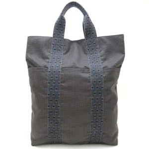 HERMES Herline Cabas Tote Bag Unisex Nylon canvas Gray/352330 - Picture 1 of 8