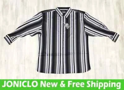 Camisa Hombre Nueva Con Etiqueta 100% Algodón Rayas Knockout 1835 Negra 6xlb Foto 1 de 4