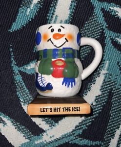 Bay Island S'mores Snowman  “Let’s Hit The Ice” 6” Blue Hot Chocolate Mug