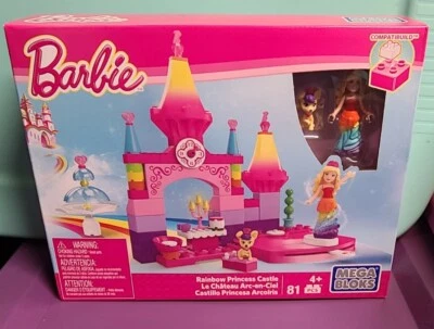 Mega Bloques Barbie Arco Iris Princesa Castillo 81 Piezas con Juego de Juguetes de Construcción de Cachorros Foto 1 de 2