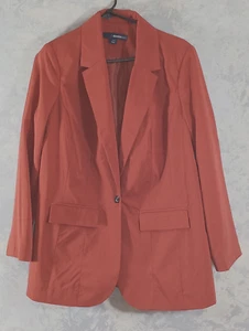 WOMENS PLUS Red Long Sleeve 2-Pocket 1 Button Blazer- by DENIM 24/7- 12W - Picture 1 of 6