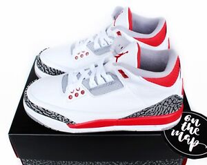 Nike Air Jordan 3 Retro Feuerrot weiß Zement GS 2022 UK 5 6 7 US DM0967-160 Neu