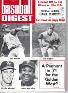 1971 Baseball Digest Magazin Sal Bando Oakland A's Juan Marichal Sehr guter Zustand DatumStempel - Bild 1 von 1