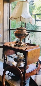 Antique Victorian Copper & Brass Lamp/ Classic style Silk Shade ( Made in Uk) - Picture 1 of 7