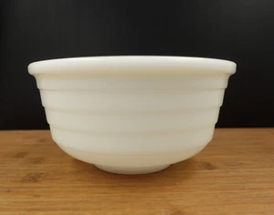 Vintage Hazel Atlas gerippt weiß Milchglas Rührschüssel 6 7/8" - Bild 1 von 8