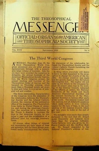 Theosophical Messenger Magazine September 1929 Third World Congress - Picture 1 of 1