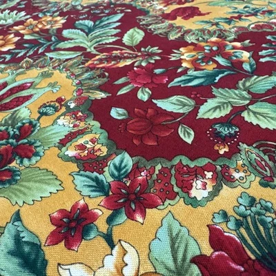 Tela de algodón floral verde naranja Noel Lisa DeBee Schiller Navidad mitad #29 Foto 1 de 4