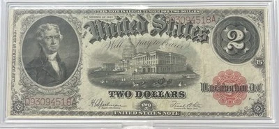 Series of 1917 $2 United States Jefferson Red Seal Two Dollar Bill XF+ - Image 1 of 2