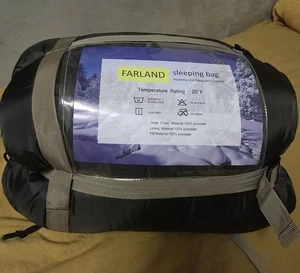Saco de dormir Farland Mummy rectangular con bolsa de transporte negro nuevo - Imagen 1 de 6