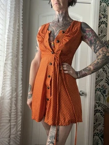 Vtg 60/70s Abstract Lined Micro Mini Button Front Geo Dress Twiggy GoGo XS/S - Picture 1 of 8