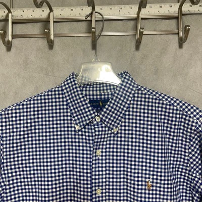 Ralph Lauren Shirt Men's XL Blue Gingham Check OCBD Flesh Pony Academia Casual - Image 1 of 4