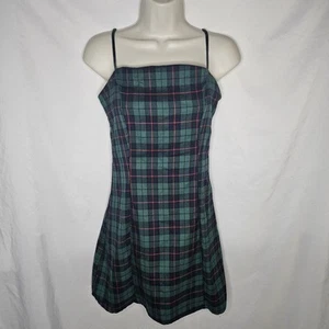 Womens Luna Chix Green Plaid Spaghetti Strap Dress Size S School Girl Preppy - Picture 1 of 7