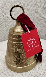 Martha Stewart NAVIDAD GRABADO EN ORO TALLADO CAMPANA DE METAL Percha de Terciopelo NUEVO - Imagen 1 de 21
