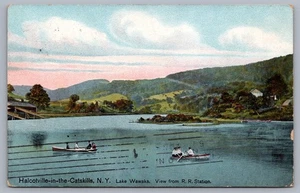 Lake Wawaka View from Railroad Station Halcottsville NY Catskills Postcard N10 - Picture 1 of 3