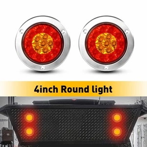 UK Round 16LED Brake Stop Tail Light Red Amber Chrome For 12-24V Car Universal - Picture 1 of 17