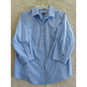Talbots Shirt 16WP Petite Blue Wrinkle Resistant ButtonDown Casual Office Travel - Picture 1 of 9