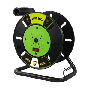 Extension Cord Storage Reel with 4-Grounded Outlets, Heavy Duty Open Cord Ree... - Picture 1 of 7