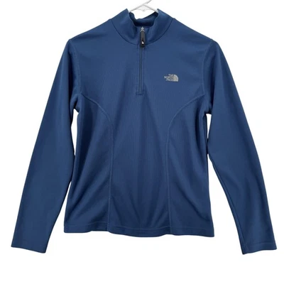 Женский пуловер North Face средний синий четверть квадратного ярда на молнии FlashDry туристический спортивный топ - Изображение 1 из 4