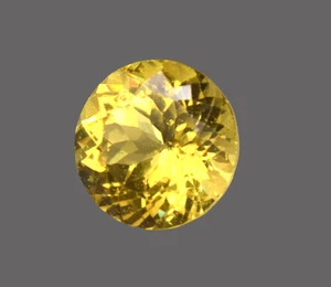 Im Labor gezüchteter gelber Farbsaphir 12,40 ct zertifiziert rund geschliffener loser Edelstein - Bild 1 von 6