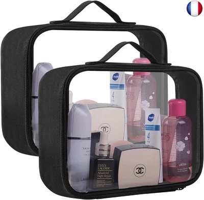 Trousse de toilette de voyage transparente, approuvée par la TSA, 21 x 17 x 7,6  - Photo 1/4