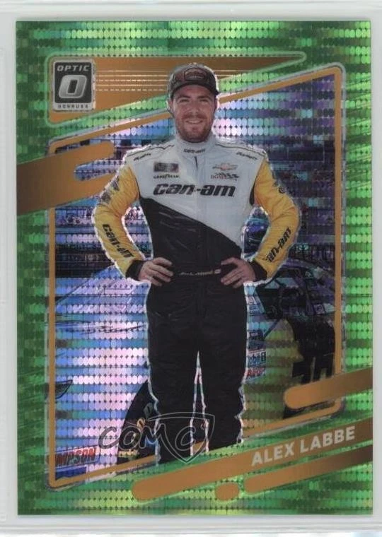 2022 Panini Donruss NASCAR Optic Lime Green Pulsar Prizm Alex Labbe #16 - Image 1 of 2