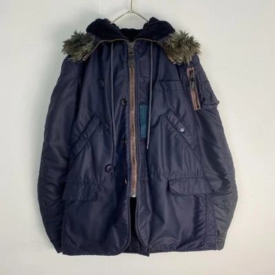 W3802 Comme des Garçons Junya Watanabe человек полета куртка N-2B Y2K с капюшоном темно-синий - Изображение 1 из 4