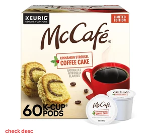 McCafé Cinnamon Streusel Coffee Cake K-cups 60 ct check BB! - Bild 1 von 1