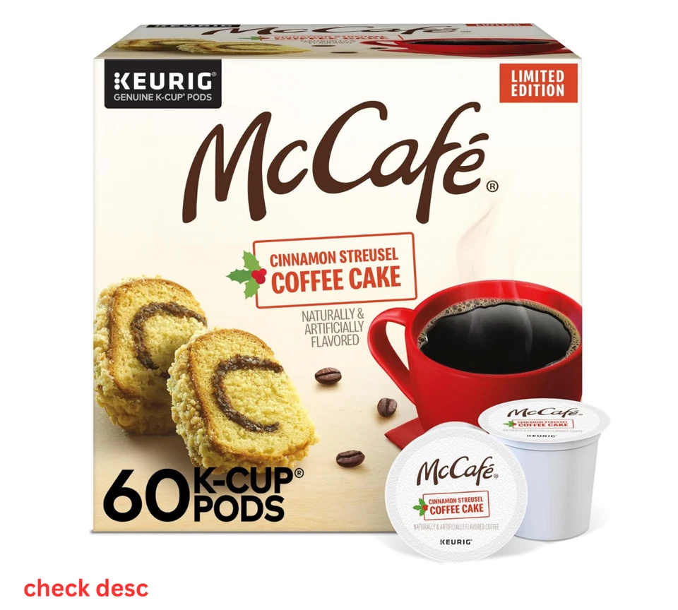 MCCAFE McCafé Cinnamon Streusel Coffee Cake K-cups 60 ct check BB!