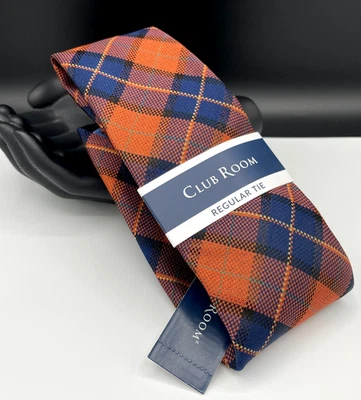 Corbata regular para hombre Club Room ~ naranja ~ cuadros Bromley ~ NUEVA PRECIO DE VENTA SUGERIDO POR EL FABRICANTE: $55. Foto 1 de 3