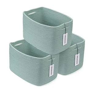 Cotton Rope storage Basket Bins Woven Basket for Organizing Shelves Rectangle - Picture 1 of 8