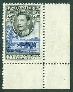 SG 127 Bechuanaland 1938. 5/- black & deep ultramarine. Unmounted mint CAT £48 - Picture 1 of 2