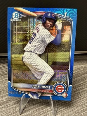 🔥2025 Bowman Chrome Juan Tomas 1st Blue Mojo Refractor /150 Cubs RC🔥 - Image 1 of 2