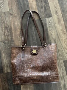 Brahmin dunkelbrauner Melbourne Krokoleder Shopper / Beuteltasche - Bild 1 von 16