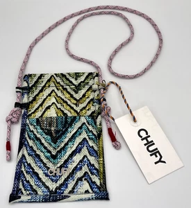 CHUFY Small Crossbody Pocket Shoulder Bag Calvi Blue Organic Cotton Adjustable - Picture 1 of 15