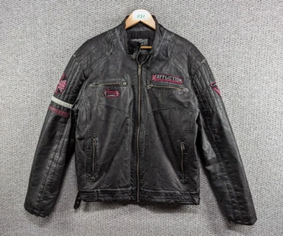 Affliction Black Premium LE Men's Handcrafted Faux Leather MMA Biker Jacket - L - Image 1 of 4